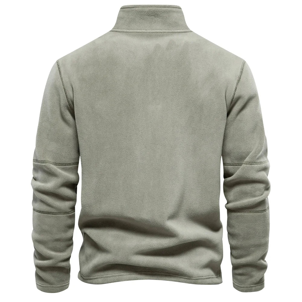 Men's Fleece Lined Hoodie Zip up Long Sleeve Stand Collar Versatile Winter Sweatshirt Business Casual Comfortable Polyester