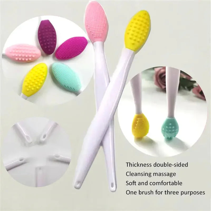 1/2PCS Face Silicone Brush Double-Sided Nose  Lip Face Clean cleansing stick Blackhead Removal Acne Makeup Brush