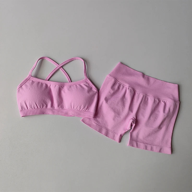 Gathering Shock-proof and Beautiful Back Seamless Sports Bras Gym Women Top Crop Tube Yoga Tops Fitness Scrunch Bum Workout Suit