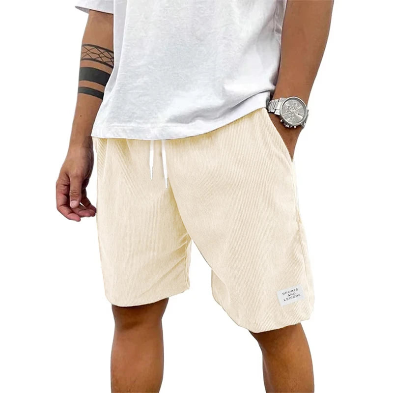 ANIMAL GAME Men's Corduroy Shorts - Solid Casual Elastic Waist