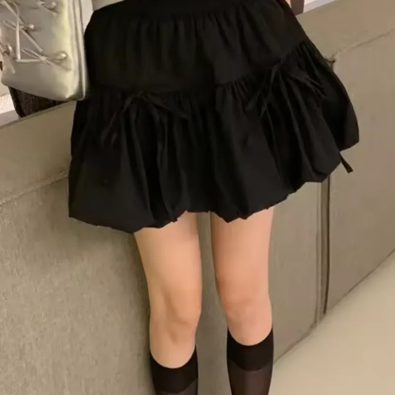 Korean Chic Y2K Sweet Girl's White Princess Mini Skirt Ballet-style Tiered Skirt Elastic High Waist Cake Skirt Shorts All-match