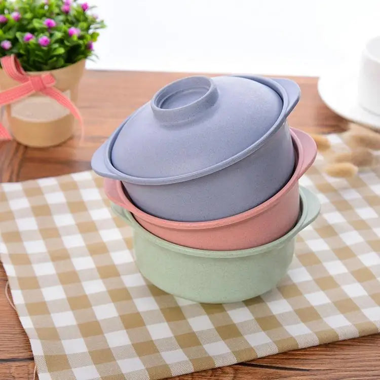 Wheat Straw Soup Bowl with Lid - Eco-Friendly Plastic 14x7cm