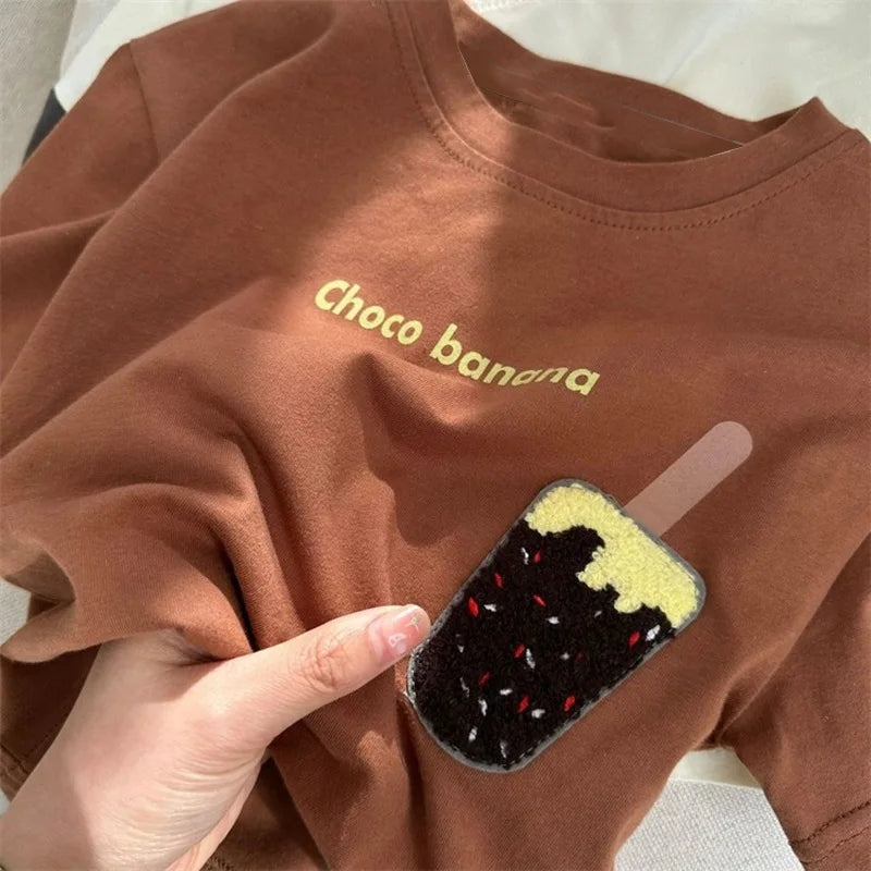 Summer New Children'S 100% Cotton T-Shirt Baby Boys Fashion Short-Sleeved Cartoon Tops Kids Girl Patchwork Costume Outerwears