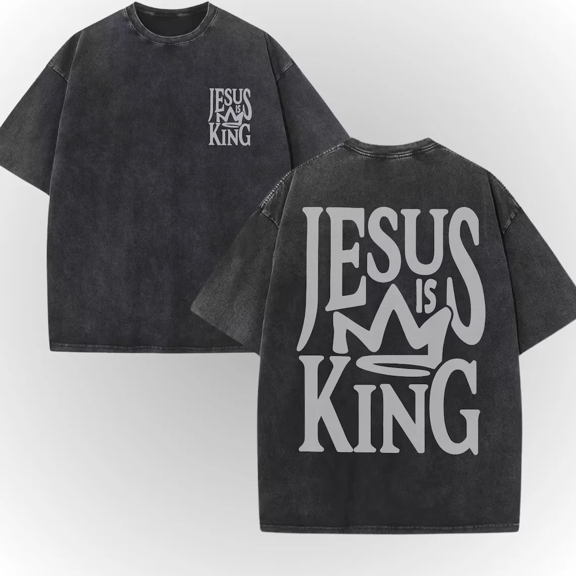 Jesus Is King Graphic T-Shirt - Vintage Acid Wash Cotton Unisex