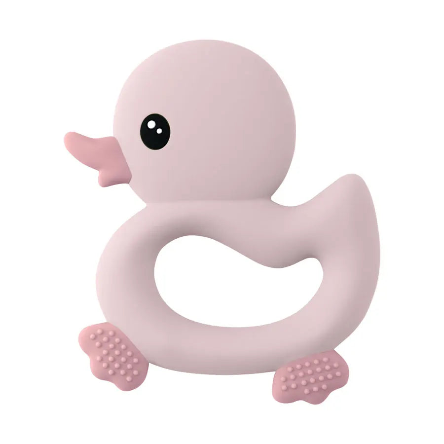 Mordedor de bebé, juguete de pato de dibujos animados, silicona sin BPA, suave juguete de dentición para bebés