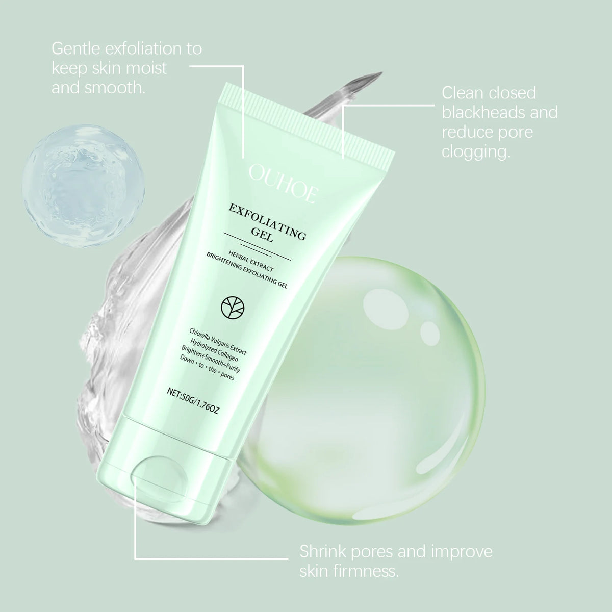 OUHOE Exfoliating Peeling Gel - Deep Cleaning Facial Scrub, 50g