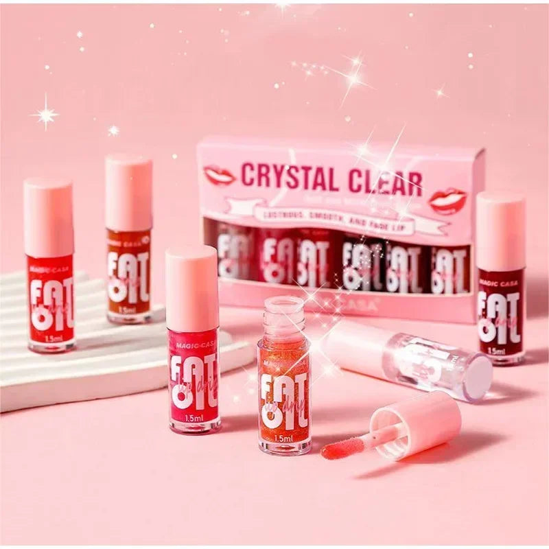 6-Piece Lip Gloss Oil Set,Aloe Vera Liquid Lipstick, Long-Lasting Moisturizing Smudge-Proof Lips Tint ,Non-Sticky Cosmetics