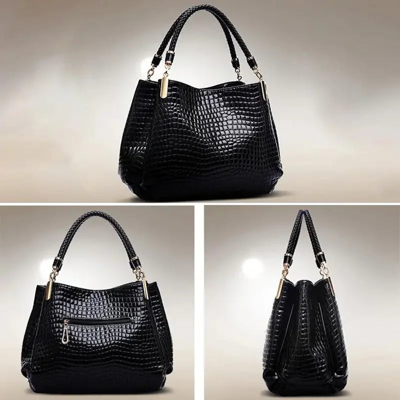Women's Bag Large Capacity Tote Daily Commute Women's Shoulder Bag Crocodile Print Bright Face Handbag Shopping Women's Handbags