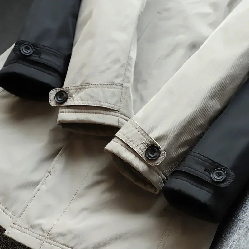 Men Clothing 2026 Waterproof and Tear-resistant Autumn Winter Japanese Style Quilted Warm Men's Mid-length Trench Coat