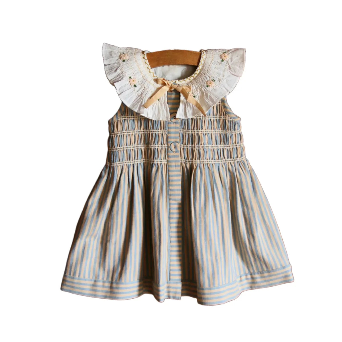 Children's Dress 2026 Summer New Product BD Girls Pastoral Embroidery Wrap Bubble Sleeve Shirt Skirt Princess Dress