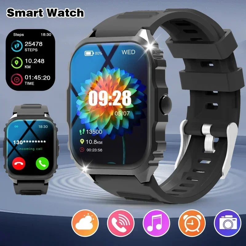 New Smart Watch 1.84 Inch HD Full Touch Screen Display Wireless Call,Answer Phone Watch,Multiple Sports Modes Outdoor Information Reminder Weather Display Music Control Photo Control, Suitable for Iphone & Android