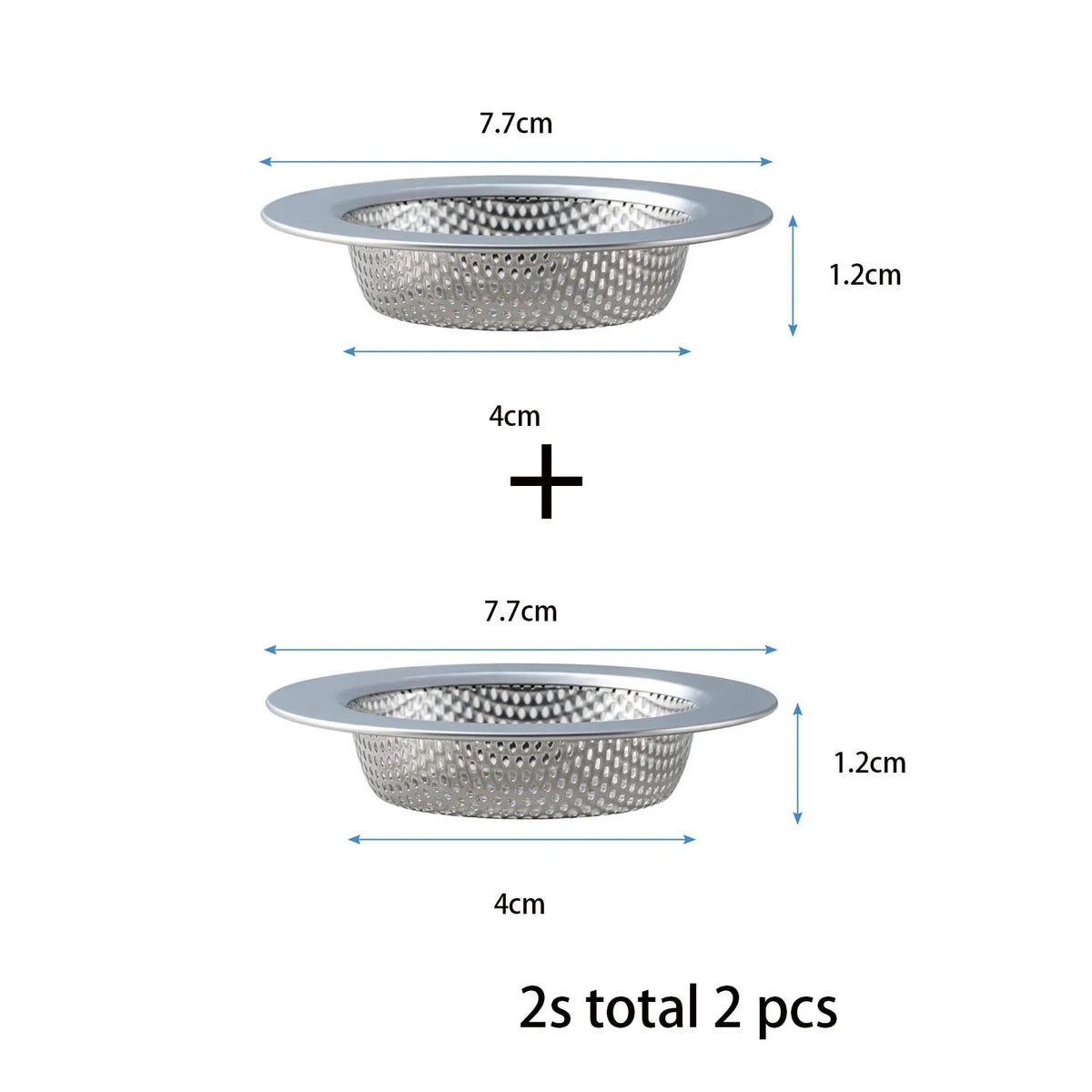 2 Pcs Stainless Steel Kitchen Sink Strainer Drain Hair Catcher