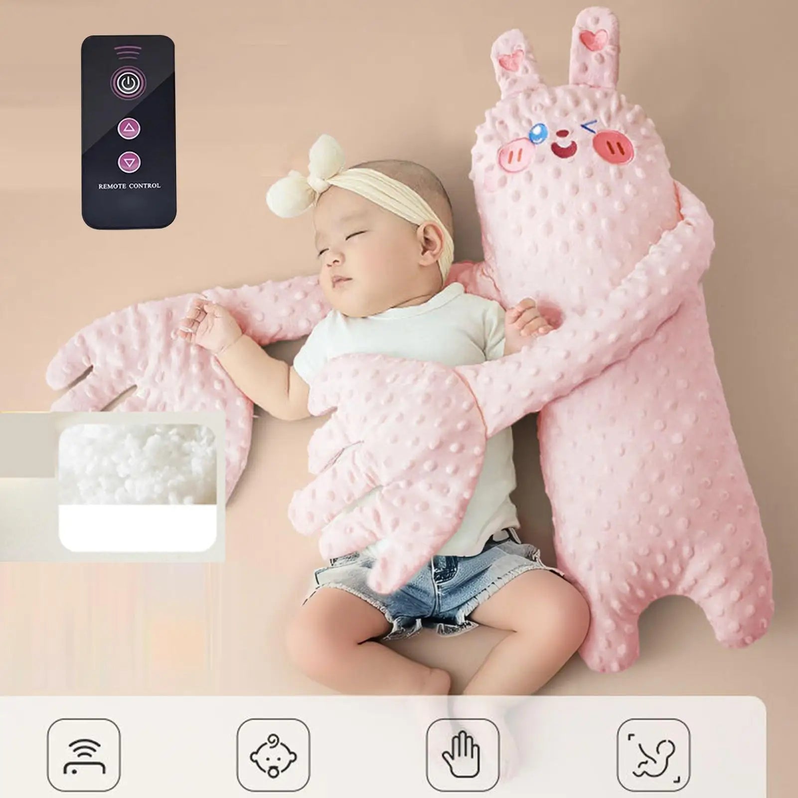 Patting Hand for Baby Sleep Patting Sleeping Pillow Baby Back Patter for Sleep Remote Control Animal Shape Nursery Decor Startle