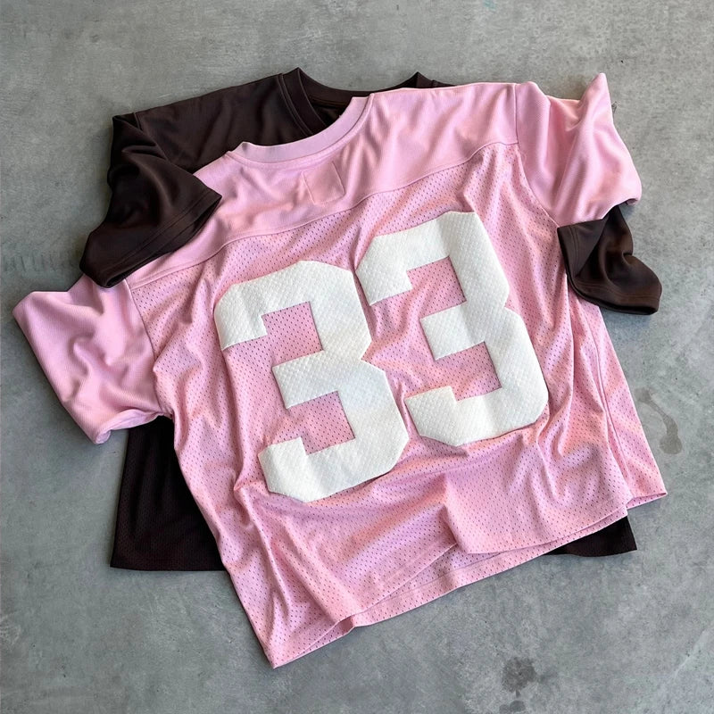 Y2K Retro Jersey Quick Dry Breathable Mesh T Shirt Men Women'S Street College Sports Wear Oversized Unisex Football Training Wear