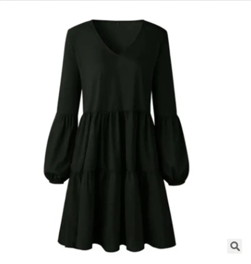 plus Size Autumn Clothes 2024 Women's V-Neck Long Sleeve Dress Ladies Fashionable Elegant Style Single Piece All Seasons