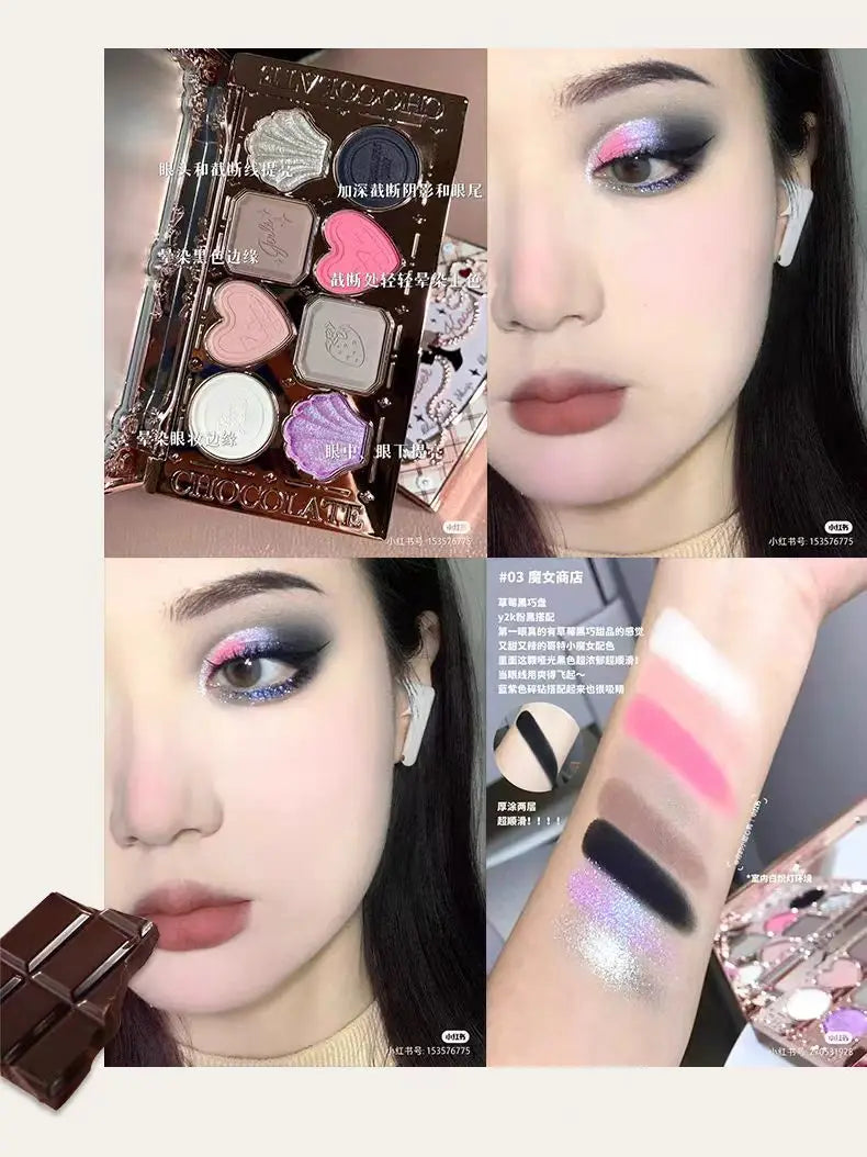 Flower Knows Eyeshadow Palette Cupid Chocolate Shop Swan Balllet Shimmer Matte Velvet Smooth &Highly Pigmented Long Lasting 10g
