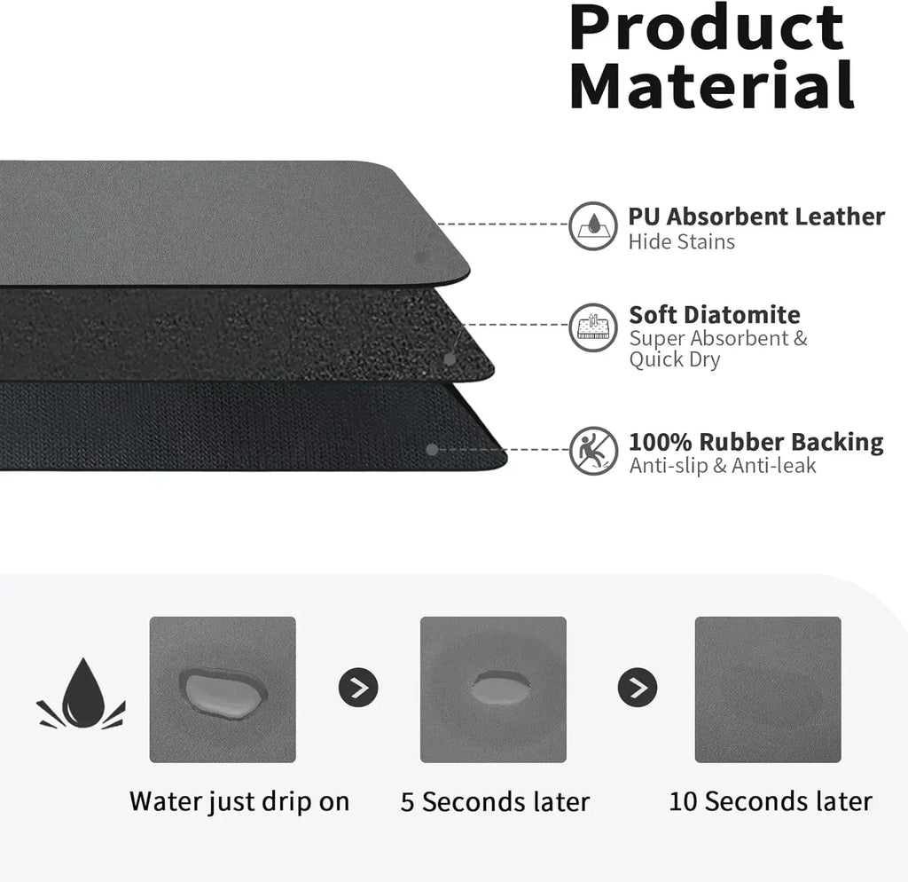 Accesorios de Cocina Alfombrilla Absorbente para Secar Platos de Cocina Alfombrilla de Drenaje para Cafetera Vajilla Alfombrilla de Drenaje de Cocina Posavasos