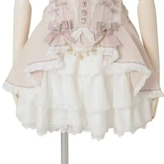 Japanese Lolita Y2k Lace Layered Skirt Women Anime High Waist Maid Style Chic Ruffle Cake Skirt Kawaii Harajuku Sweet Mini Skirt