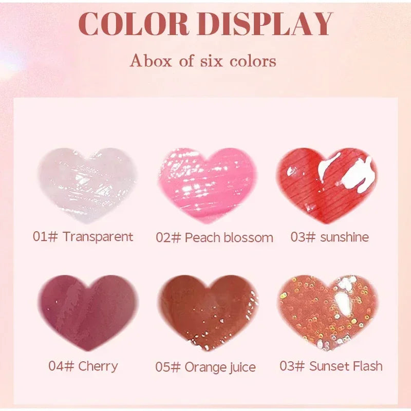 6-Piece Lip Gloss Oil Set,Aloe Vera Liquid Lipstick, Long-Lasting Moisturizing Smudge-Proof Lips Tint ,Non-Sticky Cosmetics