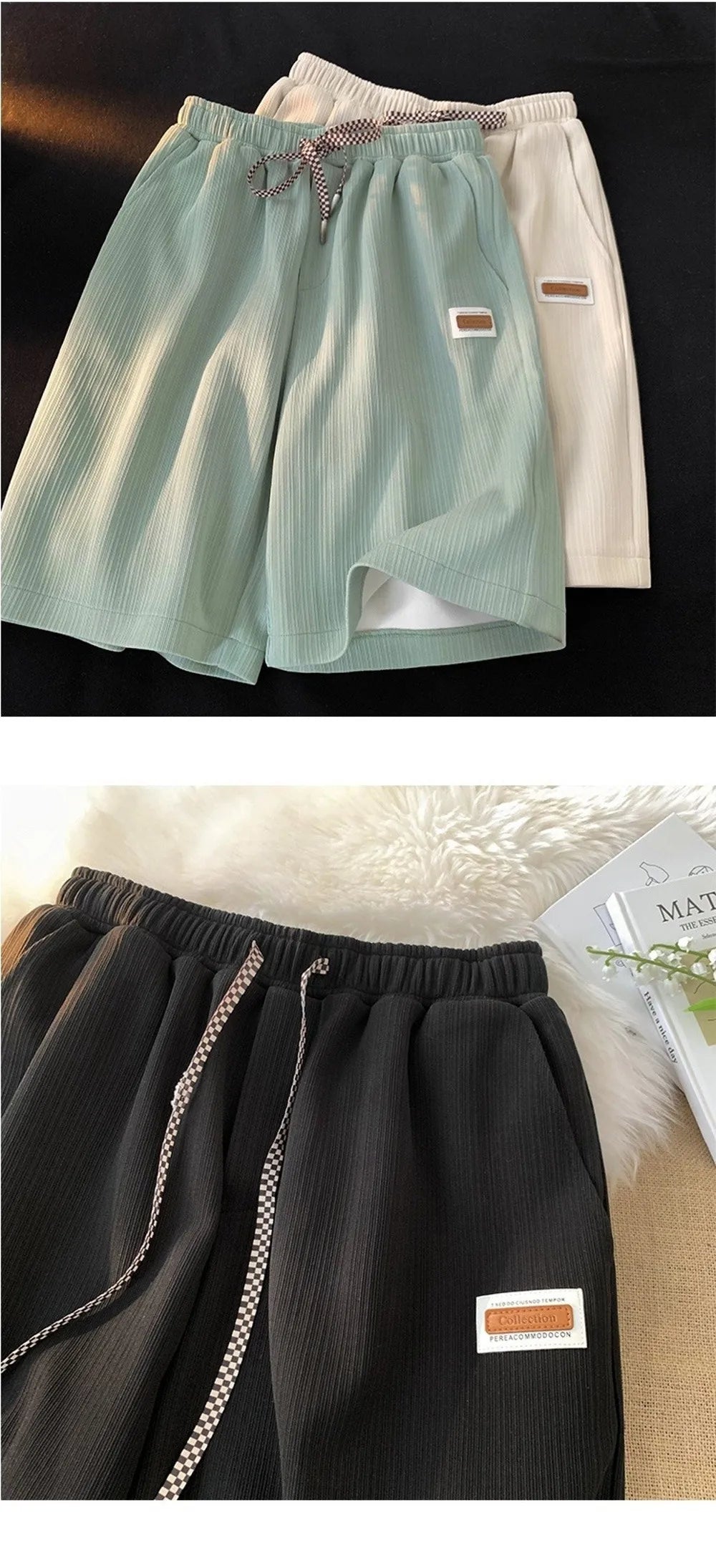 Trendy Thin Shorts for Men Elastic Waist Drawstring Summer Shorts Loose Breathable Running Shorts Summer Wear