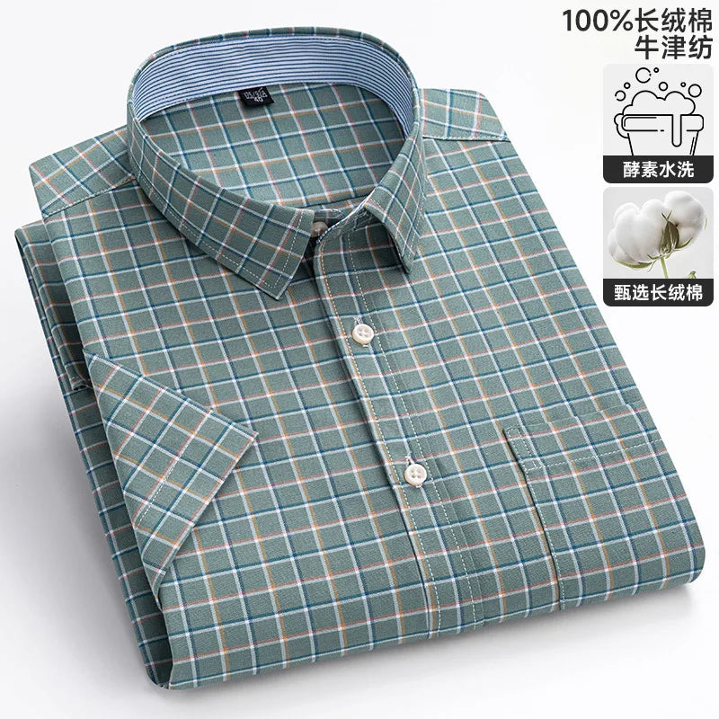 Men's Casual Short Sleeve Shirt - 100% Cotton Classic Fit 7XL