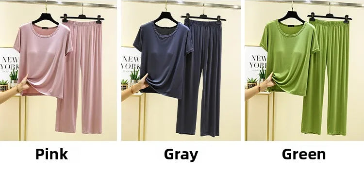 Women's Modal Two-Piece Pajama Set - Loose Lightweight Loungewear