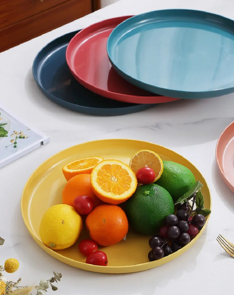 1/4/6PCS Nordic Wheat Straw Plate Fruit Plate Vegetable Plate Plastic Bone Spitting Plate Dry Fruit Plate Tableware Large Plate