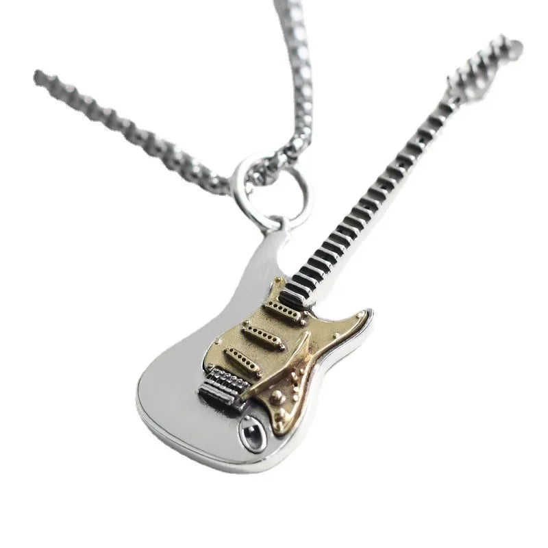 Punk Guitar Pendant Necklace for Men