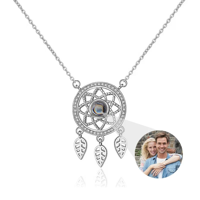 Custom Photo Projection Necklace With I Love You In 100 Languages Personalized Gift For Women