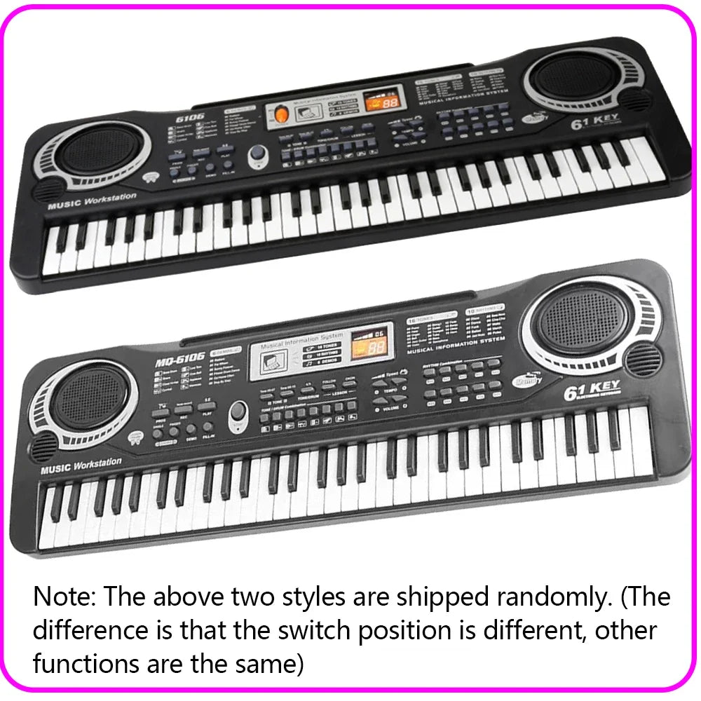 Kids Electronic Piano Keyboard Portable 61 Keys Organ with Microphone Education Toys Musical Instrument Gift for Child Beginner