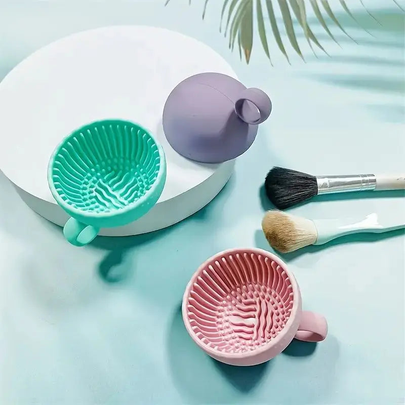 1Pc Quickclean Makeup Brush Cleaner - Premium Silicone Scrubber & Non-Slip Bowl - Effortless Deep Cleaning For All Facial
