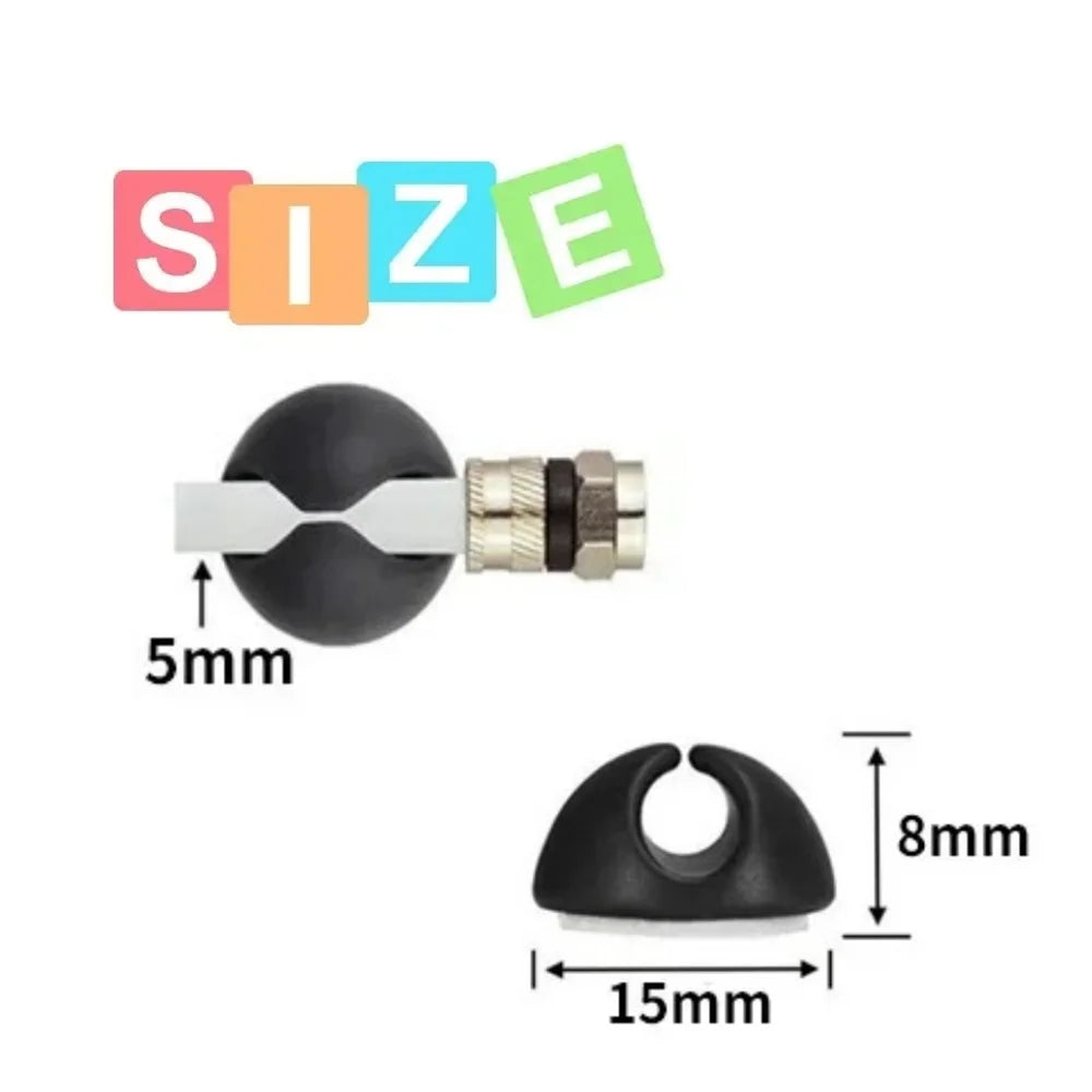 Silicone Round Cord Clips Self Adhesive Cable Management Organizer 20 Pack For Desk Car Home Tidy