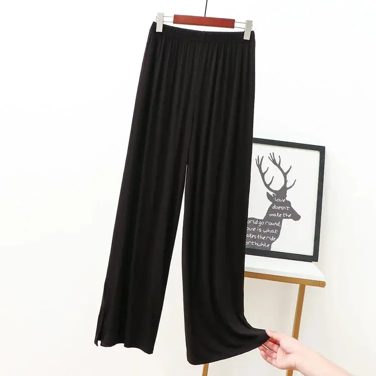 Women's Modal Wide-Leg Pants - Floor-Length Casual Loose Trousers