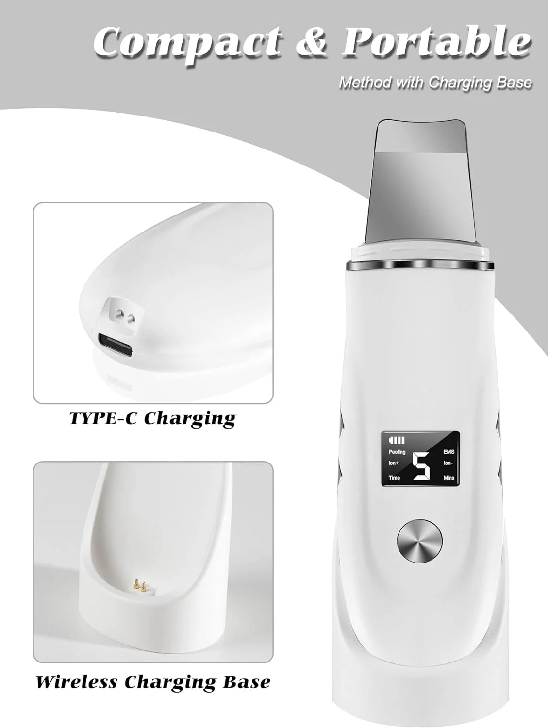 Ultrasonic Skin Scrubber Blackhead Remover Peeling Pore Cleaner Face Cleaning Blackhead Removal Shovel Face Deep Cleaning Device