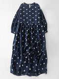 Cotton Vintage Polka Dot Dresses For Women New Korean Long Sleeve Loose Casual Dress Vestidos Elegant Clothes Spring Autumn 2026