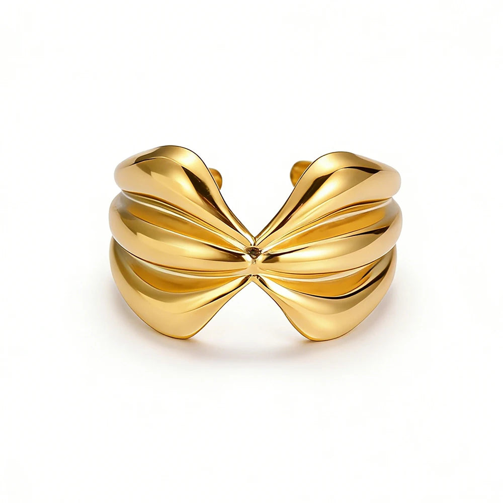 Dgiddk Retro Stainless Steel Bow Ring Opening Adjustable Ring Luxury Punk For Women'S Jewelry Accessories Gifts Daily Collocation