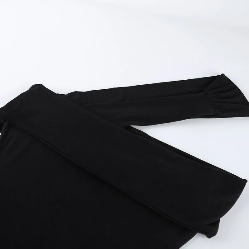 Trendix Black Bodycon Crop Tops For Women's 2026 Summer Off Shoulder Tank Top Street Slim Party Sexy Asymmetric Vacation Top