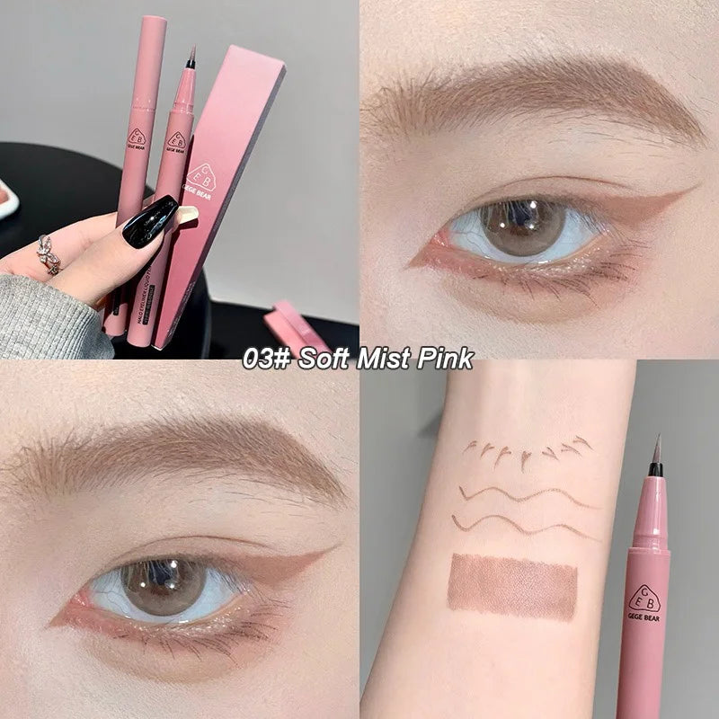Waterproof Quick Dry Liquid Eyeliner Pen Ultra-fine Matte Black Brown Lasting Lying Silkworm Eyeliner Pencil Natural Eyes Makeup
