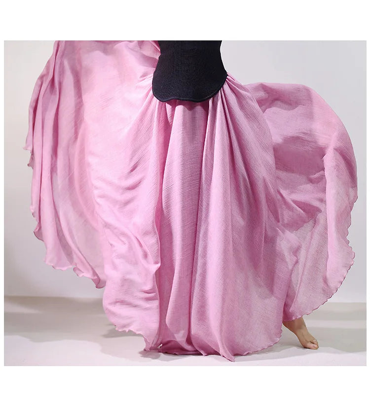 New In 2026 Spring Summer Woman Cotton Linen Midi Skirt Solid Color Loose Flared Pleated A-line Skirt Female Sweet Elegant Skirt