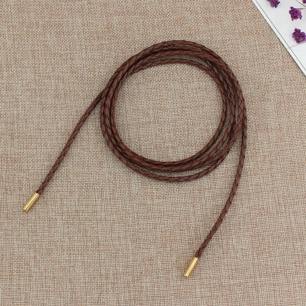 New Round Leather Rope Dresses Coat Decoration String Waist Belt For Women'S Solid Fashion Long Waist Chain Vintage Waistband