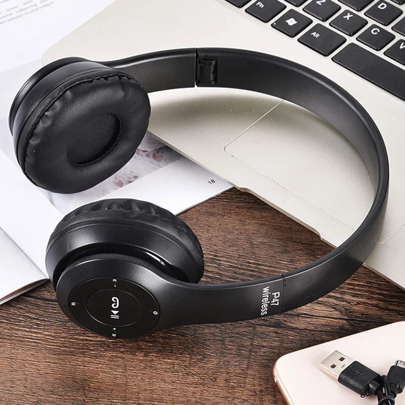 Auriculares inalámbricos P47 Bluetooth 5.0 Auriculares plegables HIFI estéreo graves para música, juegos, auriculares para niños y niñas para iPhone XiaoMi