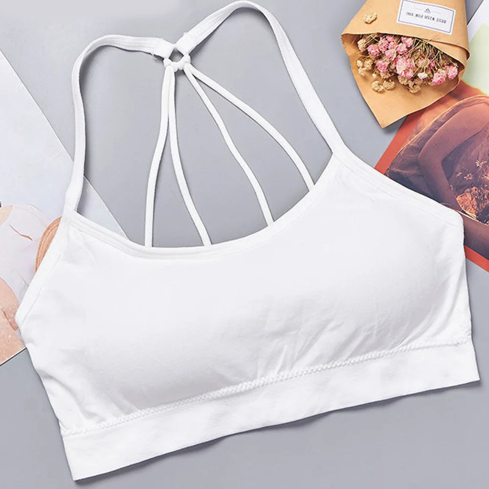 Sports Underwear Women'S Yoga Fitness Seamless Crop Top Wide Letter Straps Comfortable Workout Activewear