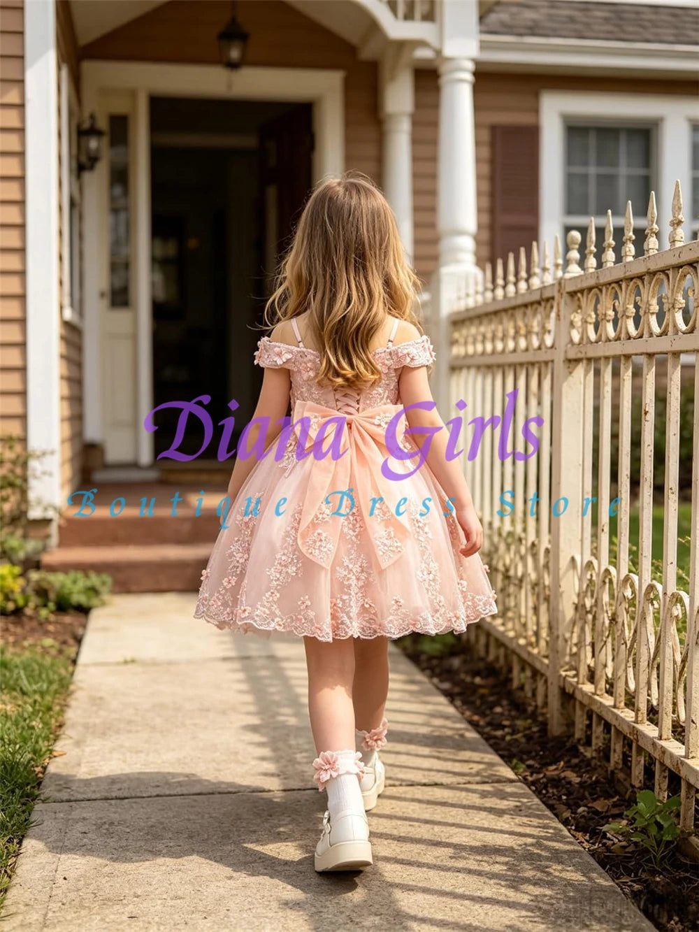 Gorgeous Quality Tulle Beading Flower Girl Dress Off Shoulder Flowers Lace First Communion Dress for Wedding Toddler Kids Gowns
