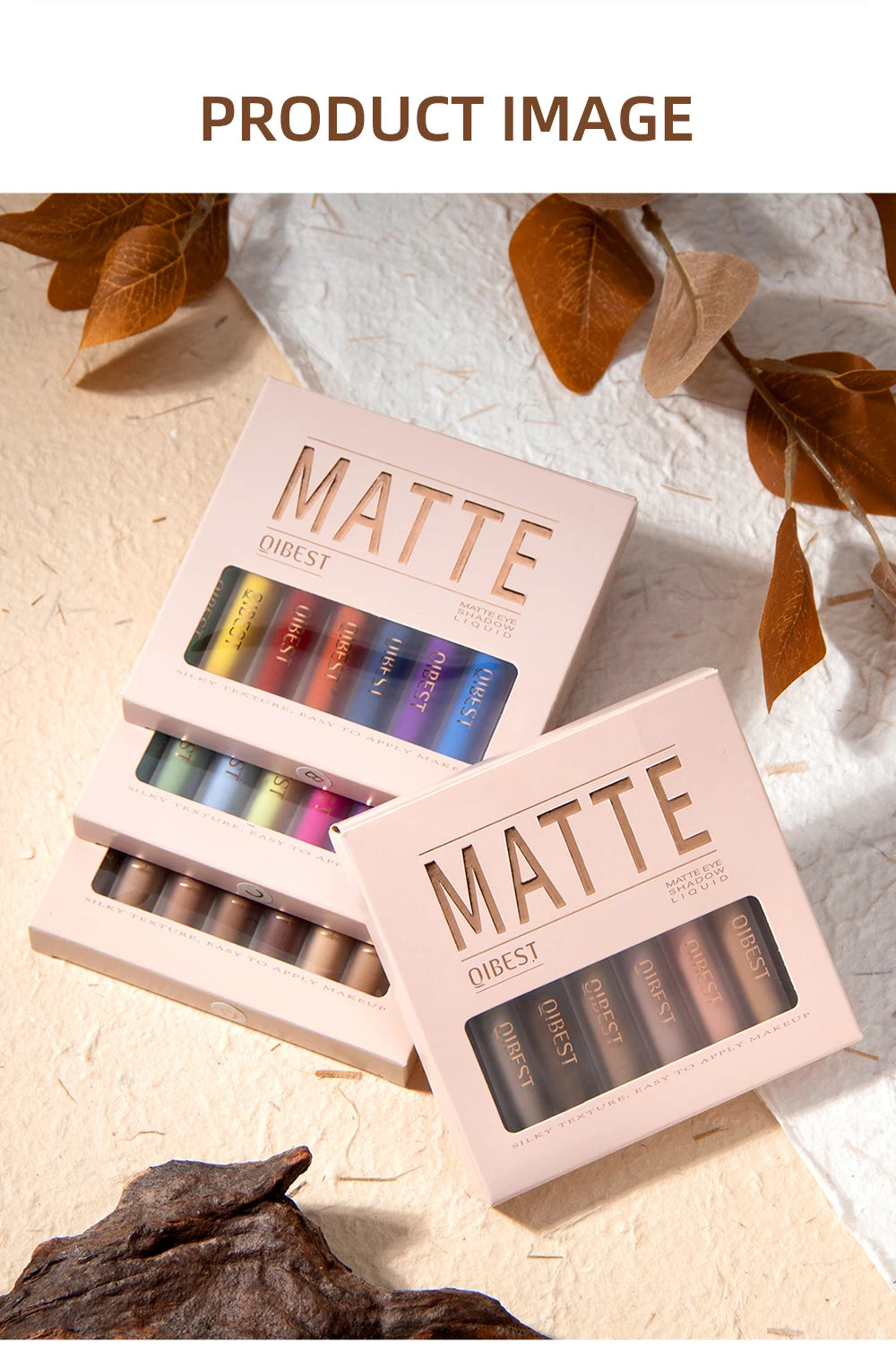 QIBEST 8 Colors Matte Liquid Eyeshadow Set Waterproof Long Lasting Eye Shadow Nude Brown Eye Pigment Makeup For Women Contouring