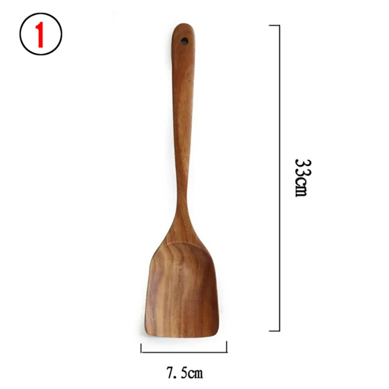 10-Piece Teak Wooden Cooking Utensil Set