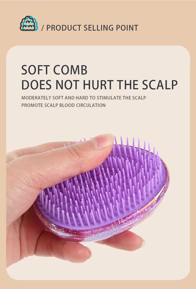 1PCS Portable Egg Shape Detangling Hair Comb Soft Scalp Massage Hairbrush Shining Beauty Styling Tool for Salon