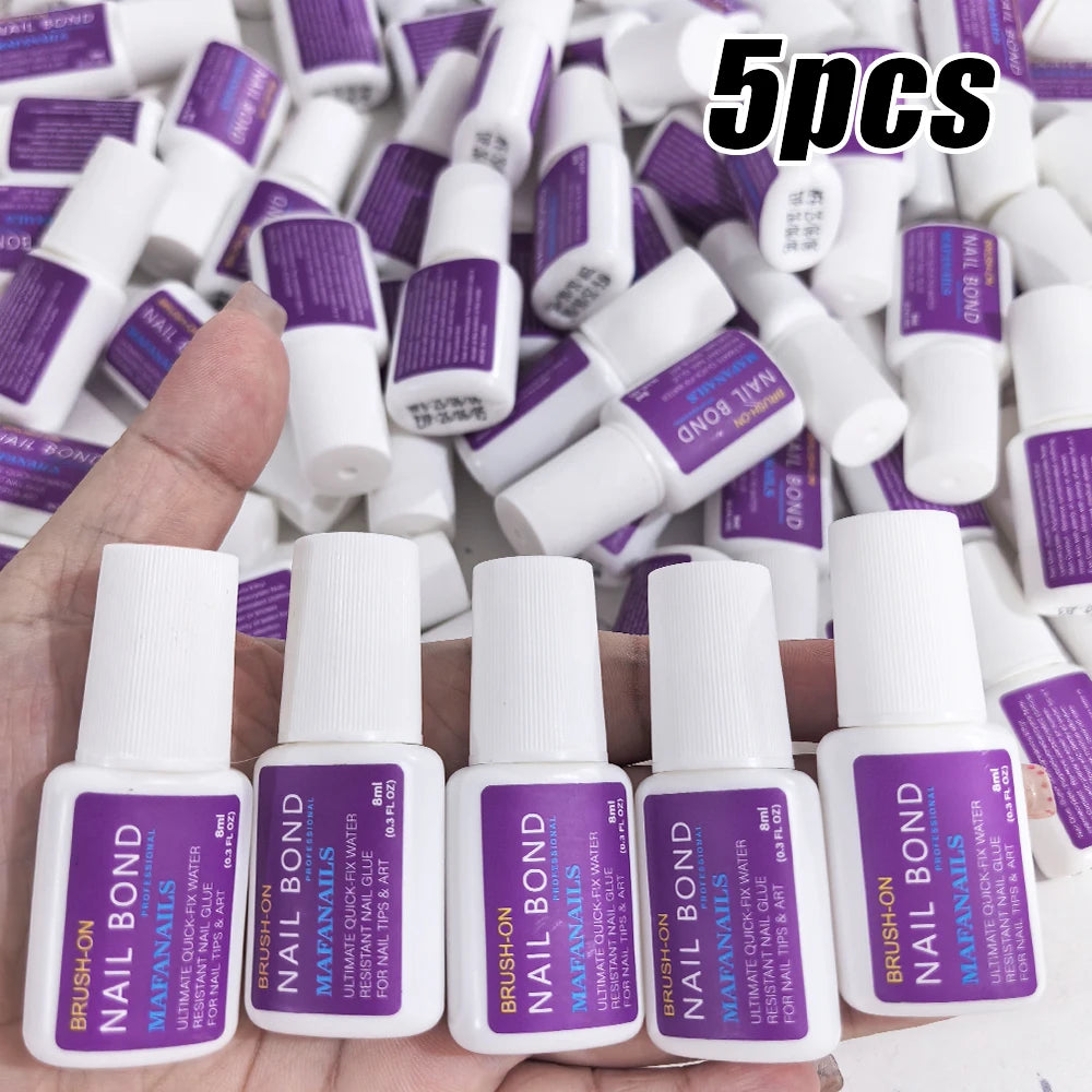 Pegamento de uñas con brocha de 8 g/botella para puntas de uñas acrílicas, adhesivo de larga duración, súper fuerte (7 g/unidad), adecuado para uso profesional.