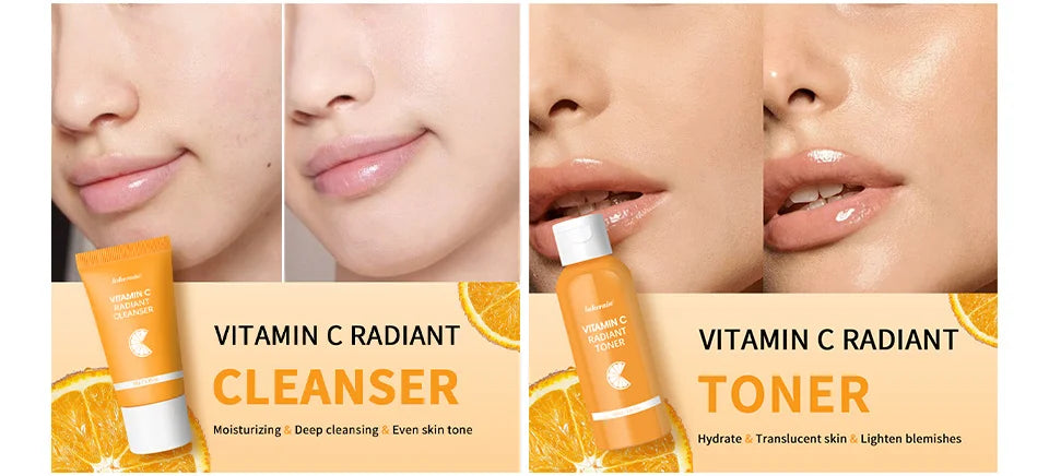 Vitamin C Enriched Skin Care Set - Combat Pigmentation & Fine Lines with Complete Routine Smooth Wrinkles, and Nurture Your Skin