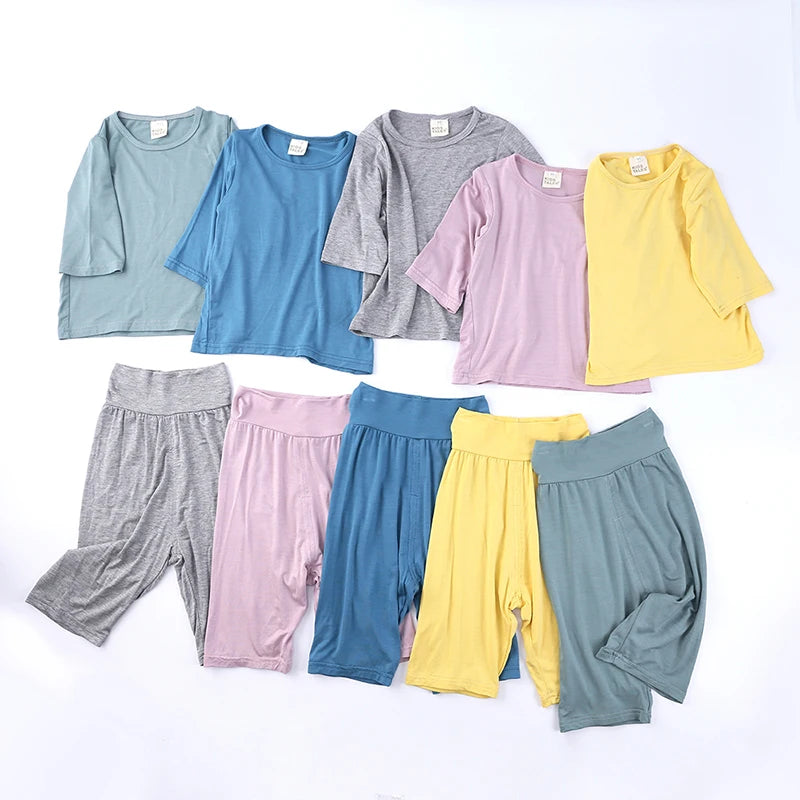 2026 New Kids Half Sleeve Pajamas Sets Soft & Breathable Sleepwear for Toddler Boys Girls Infant Baby Comfortable Home Wear