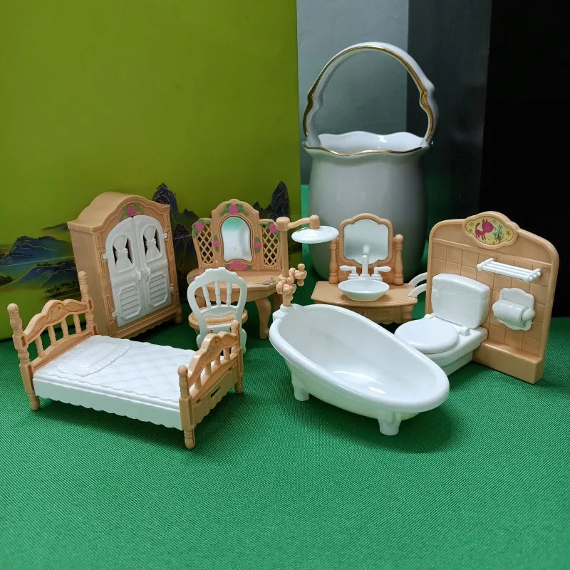 Hot Sale 31 Items / Lot Miniature Dollhouse Furniture Kitchen Sofa Table TV Bed Living Room Bathroom Set For Dolls Best DIY Gift